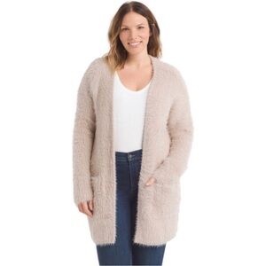 SANCTUARY Women's Fuzzy Cream Cardigan Sweater